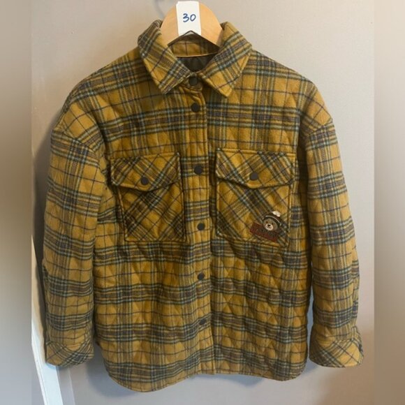 Teenie Weenie lumberjack “that bear” plaid yellow colourway fall coat ladies S - Picture 1 of 10